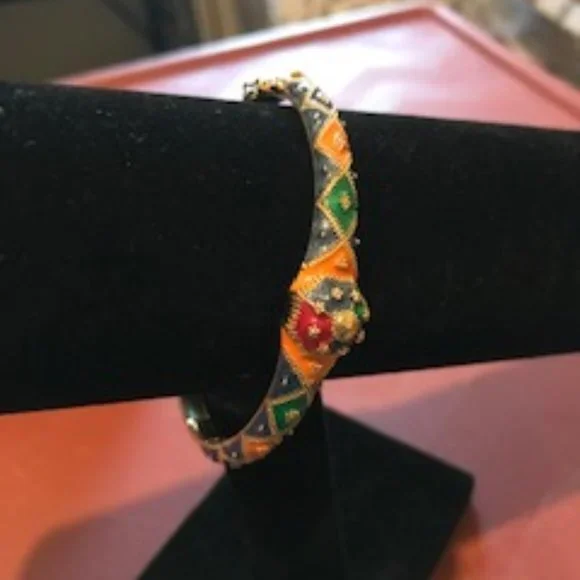 Sterling silver and enamel bangle - Picture 2 of 8